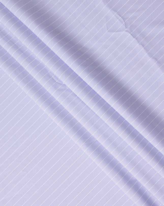 Lilac White Stripe Pure Cotton Italian Shirting Fabric 150cm
