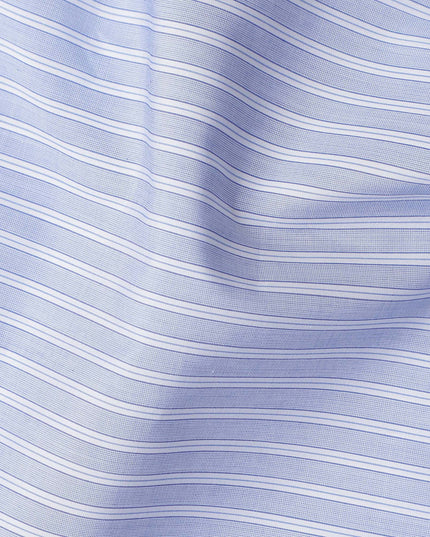 Cornflower Blue Stripe Pure Cotton Italian Shirting Fabric 1