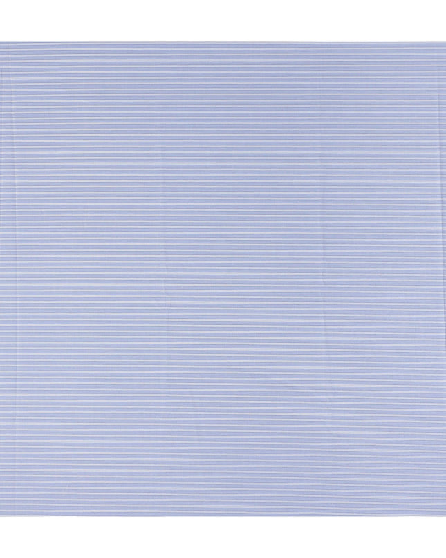 Cornflower Blue Stripe Pure Cotton Italian Shirting Fabric 1