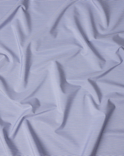 Powder Blue Stripe Pure Cotton Italian Shirting Fabric 150cm