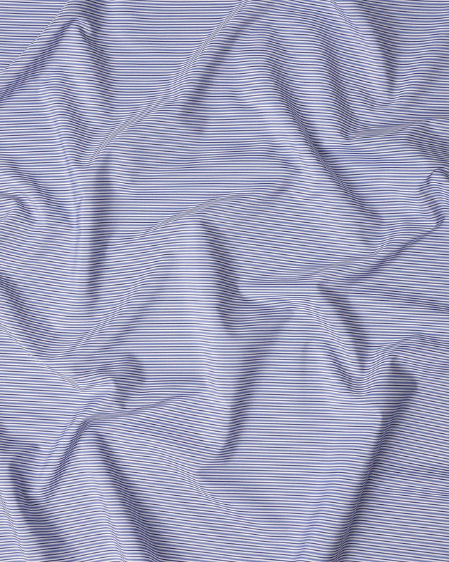 Powder Blue Stripe Pure Cotton Italian Shirting Fabric 150cm