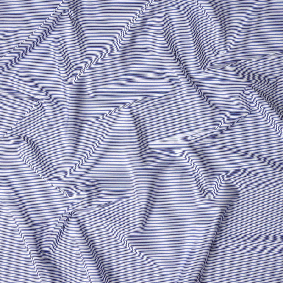 Powder Blue Stripe Pure Cotton Italian Shirting Fabric 150cm