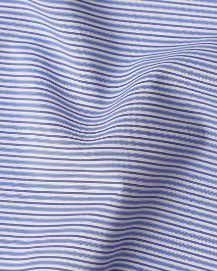 Powder Blue Stripe Pure Cotton Italian Shirting Fabric 150cm