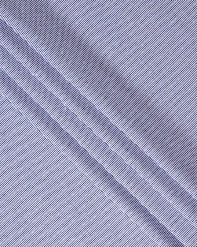 Powder Blue Stripe Pure Cotton Italian Shirting Fabric 150cm