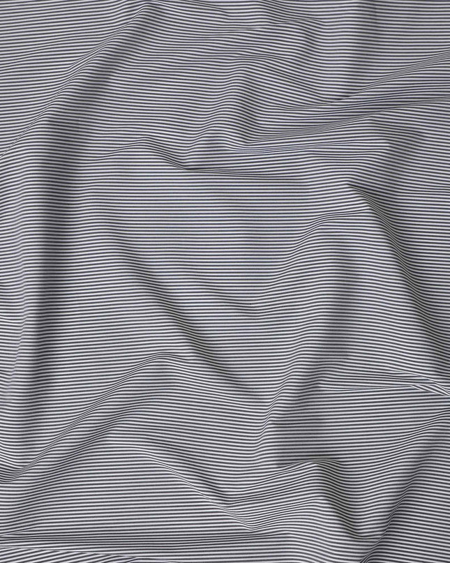 Slate Blue Stripe Pure Cotton Italian Shirting Fabric 150cm