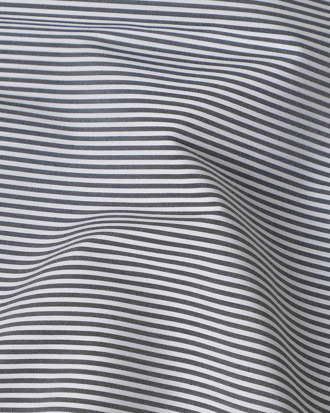 Slate Blue Stripe Pure Cotton Italian Shirting Fabric 150cm