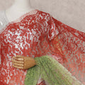 Coral Red to Olive Green Ombre Ombre Chantilly Saree - D3163