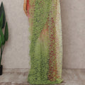Coral Red to Olive Green Ombre Ombre Chantilly Saree - D3163