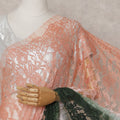 Peach Orange to Bottle Green Ombre Ombre Chantilly Saree - D