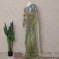 Slate Blue To Olive Green Ombre Lace Saree | Regal Fabrics