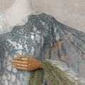 Slate Blue To Olive Green Ombre Lace Saree | Regal Fabrics