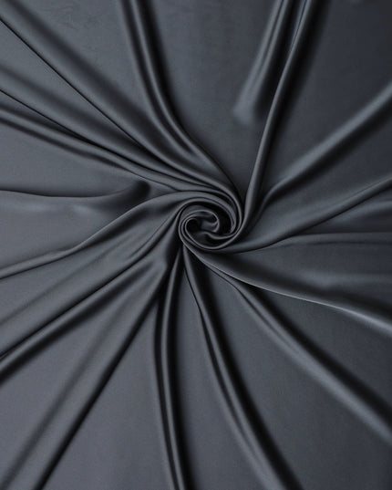 Charcoal Grey Plain Pure Synthetic Crepe Satin Fabric 140cm