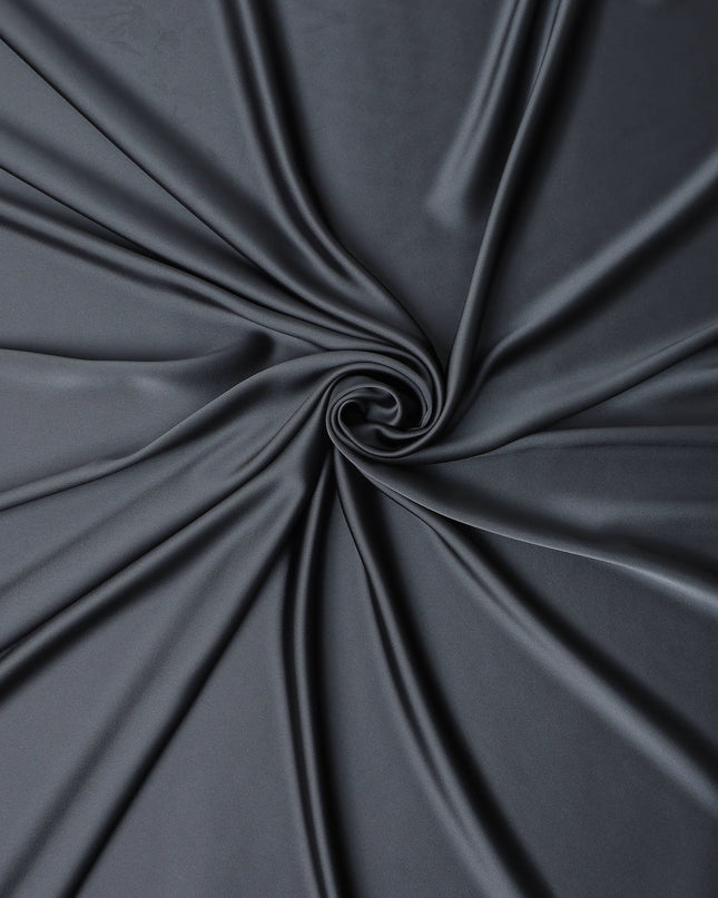 Charcoal Grey Plain Pure Synthetic Crepe Satin Fabric 140cm