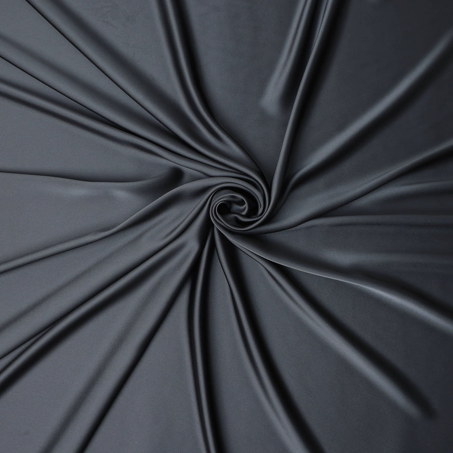Charcoal Grey Plain Pure Synthetic Crepe Satin Fabric 140cm