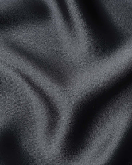 Charcoal Grey Plain Pure Synthetic Crepe Satin Fabric 140cm