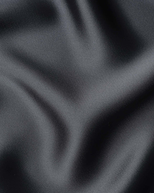 Charcoal Grey Plain Pure Synthetic Crepe Satin Fabric 140cm