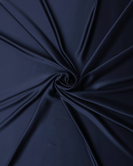 Navy Blue Plain Pure Synthetic Crepe Satin Fabric 140cm