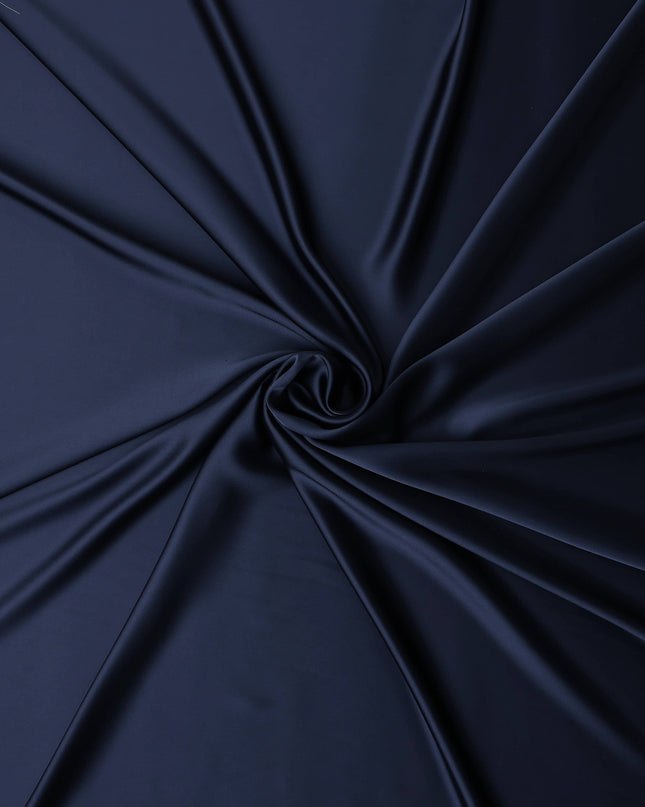 Navy Blue Plain Pure Synthetic Crepe Satin Fabric 140cm