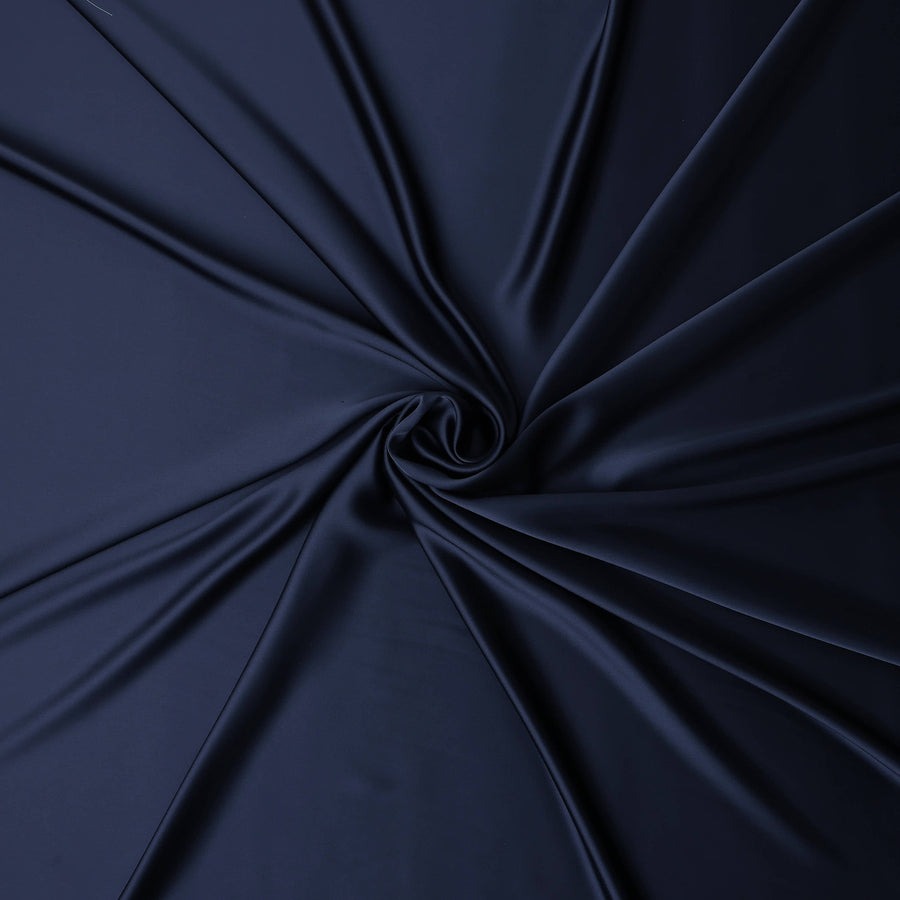 Navy Blue Plain Pure Synthetic Crepe Satin Fabric 140cm