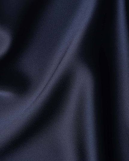 Navy Blue Plain Pure Synthetic Crepe Satin Fabric 140cm