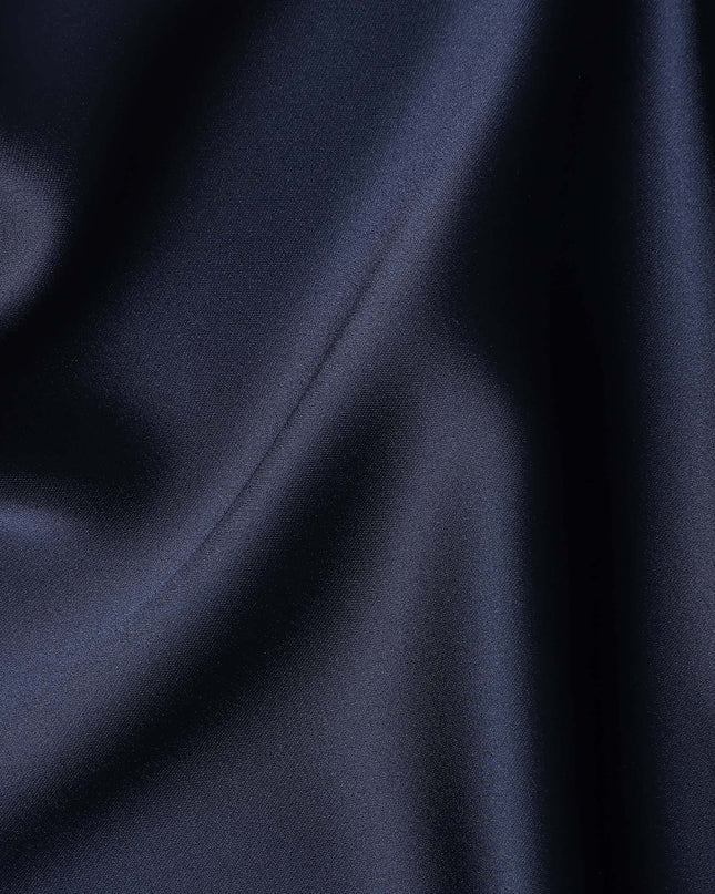 Navy Blue Plain Pure Synthetic Crepe Satin Fabric 140cm