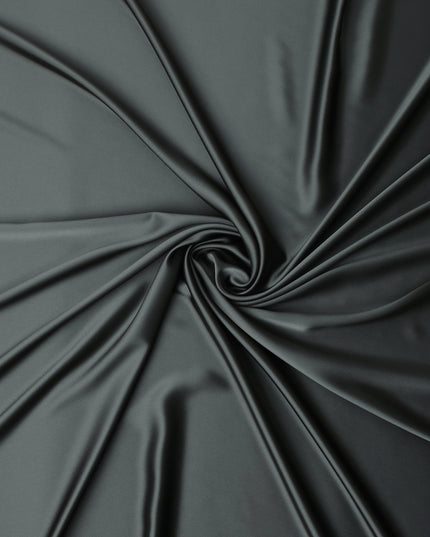 Gunmetal Grey Plain Pure Synthetic Crepe Satin Fabric 140cm