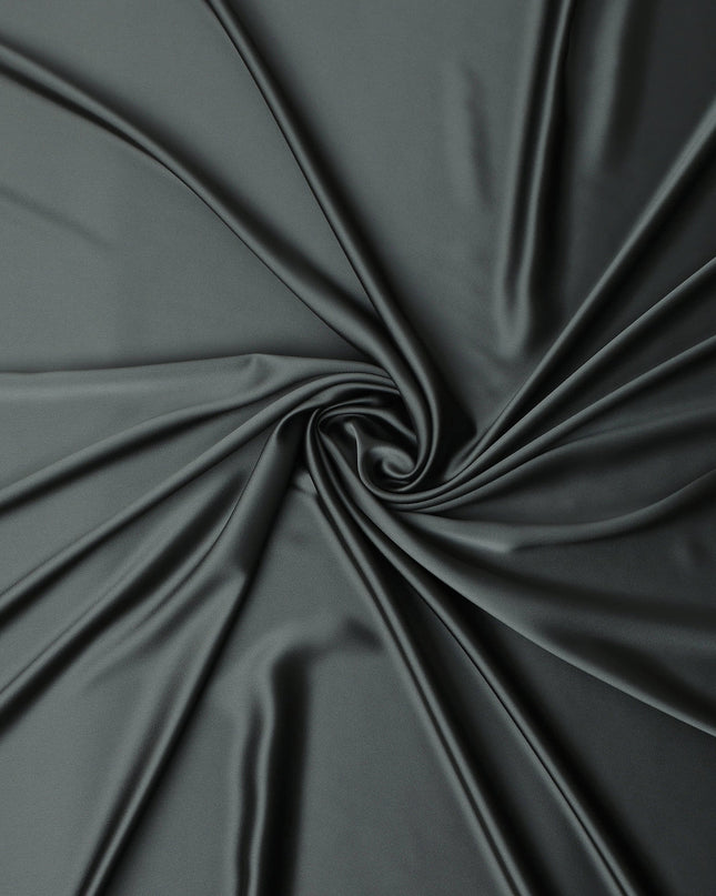 Gunmetal Grey Plain Pure Synthetic Crepe Satin Fabric 140cm