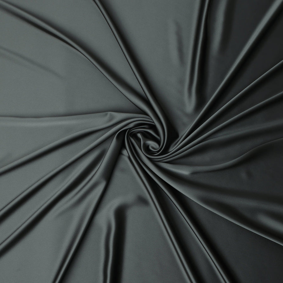 Gunmetal Grey Plain Pure Synthetic Crepe Satin Fabric 140cm