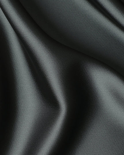 Gunmetal Grey Plain Pure Synthetic Crepe Satin Fabric 140cm
