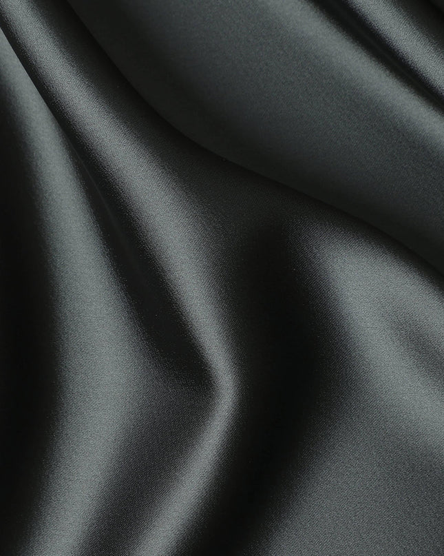 Gunmetal Grey Plain Pure Synthetic Crepe Satin Fabric 140cm