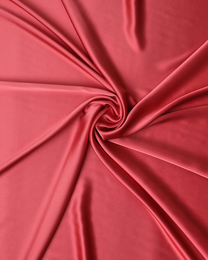 Coral Pink Plain Pure Synthetic Crepe Satin Fabric 140cm