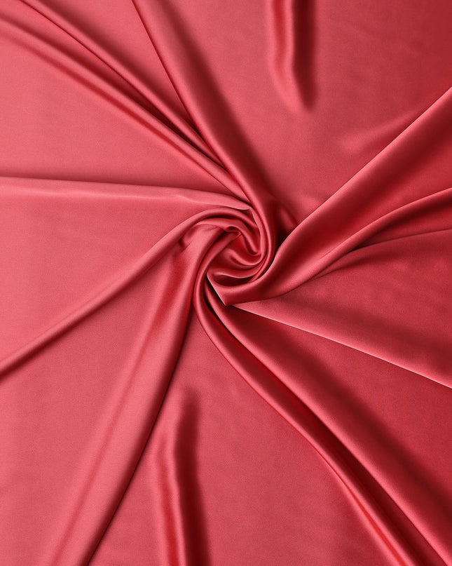 Coral Pink Plain Pure Synthetic Crepe Satin Fabric 140cm