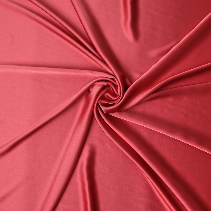 Coral Pink Plain Pure Synthetic Crepe Satin Fabric 140cm