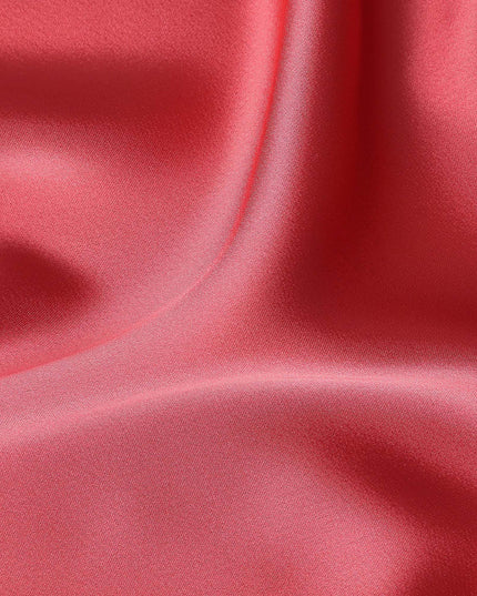 Coral Pink Plain Pure Synthetic Crepe Satin Fabric 140cm