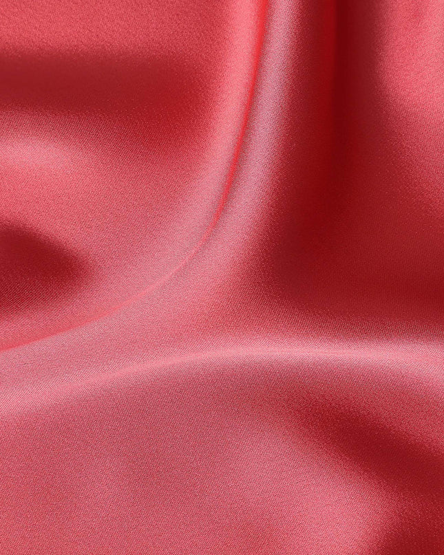 Coral Pink Plain Pure Synthetic Crepe Satin Fabric 140cm