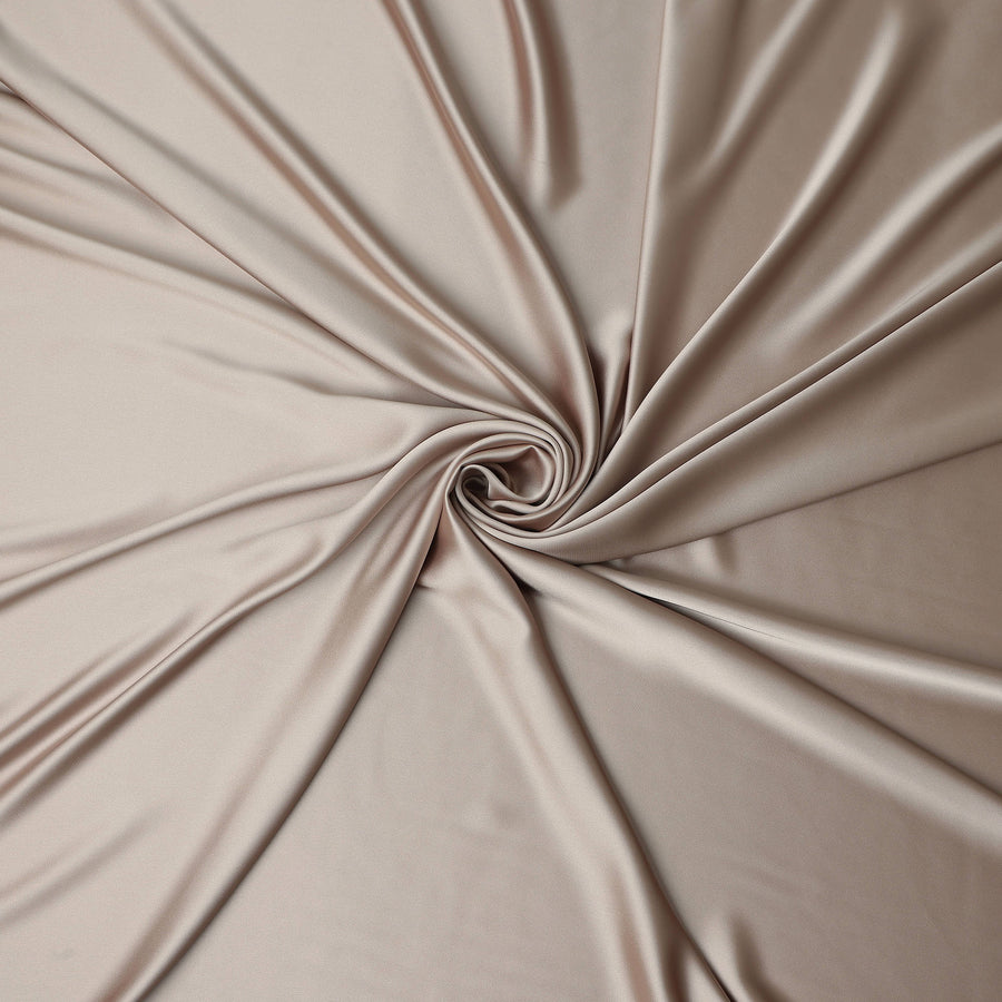 Taupe Beige Plain Pure Synthetic Crepe Satin Fabric 140cm