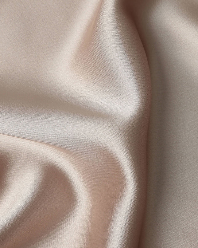 Taupe Beige Plain Pure Synthetic Crepe Satin Fabric 140cm