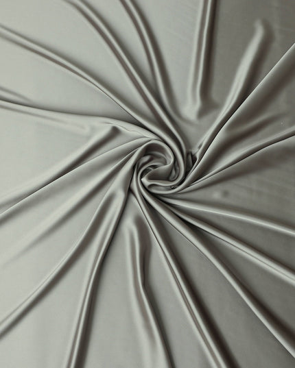 Silver Grey Plain Pure Synthetic Crepe Satin Fabric 140cm