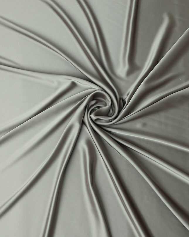 Silver Grey Plain Pure Synthetic Crepe Satin Fabric 140cm
