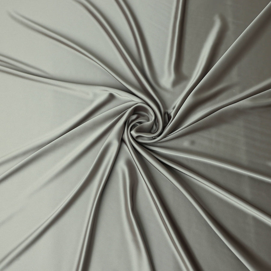 Silver Grey Plain Pure Synthetic Crepe Satin Fabric 140cm
