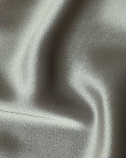 Silver Grey Plain Pure Synthetic Crepe Satin Fabric 140cm