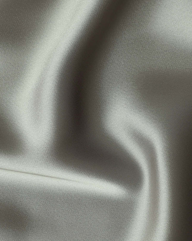 Silver Grey Plain Pure Synthetic Crepe Satin Fabric 140cm