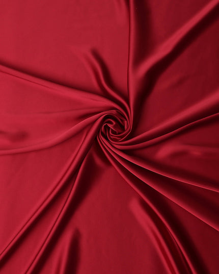 Scarlet Red Plain Pure Synthetic Crepe Satin Fabric 140cm