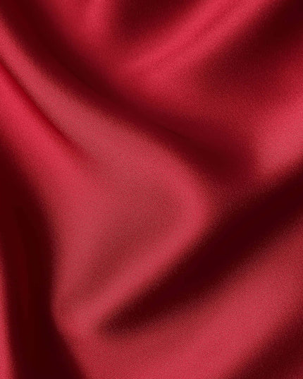 Scarlet Red Plain Pure Synthetic Crepe Satin Fabric 140cm