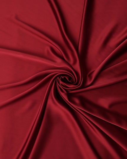 Crimson Red Plain Pure Synthetic Crepe Satin Fabric 140cm