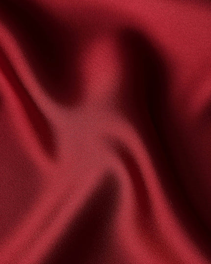 Crimson Red Plain Pure Synthetic Crepe Satin Fabric 140cm
