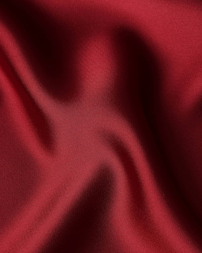 Crimson Red Plain Pure Synthetic Crepe Satin Fabric 140cm