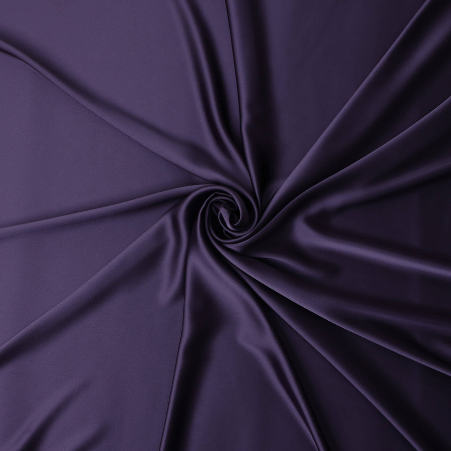 Aubergine Purple Plain Pure Synthetic Crepe Satin Fabric 140