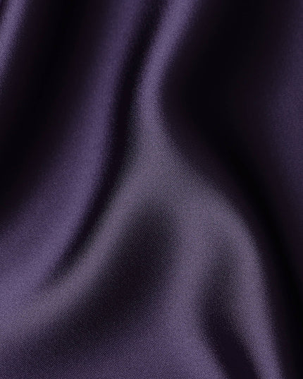 Aubergine Purple Plain Pure Synthetic Crepe Satin Fabric 140