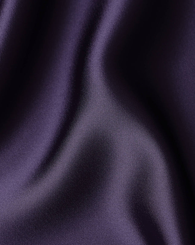 Aubergine Purple Plain Pure Synthetic Crepe Satin Fabric 140